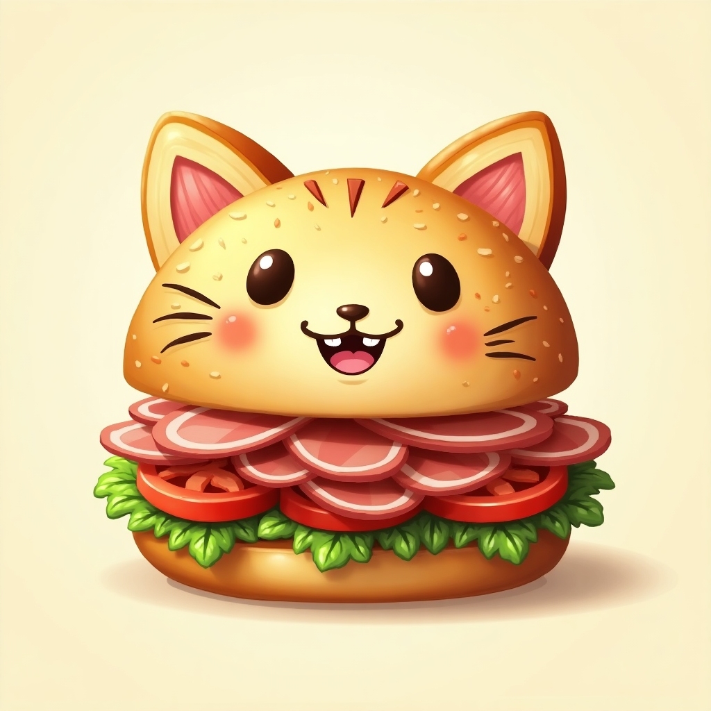 Sandwich shaped like a grinning cat