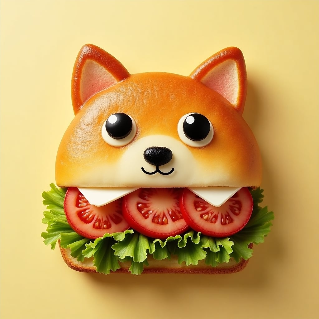 Sandwich styled like the Doge meme