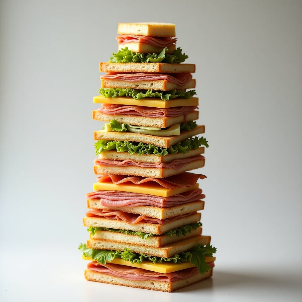 Sandwich stacked tall like a skyscraper