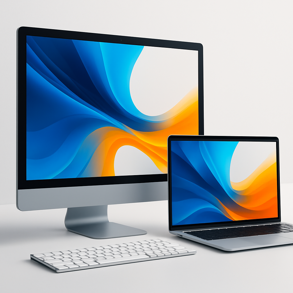 Modern computer and laptop display for business and personal use