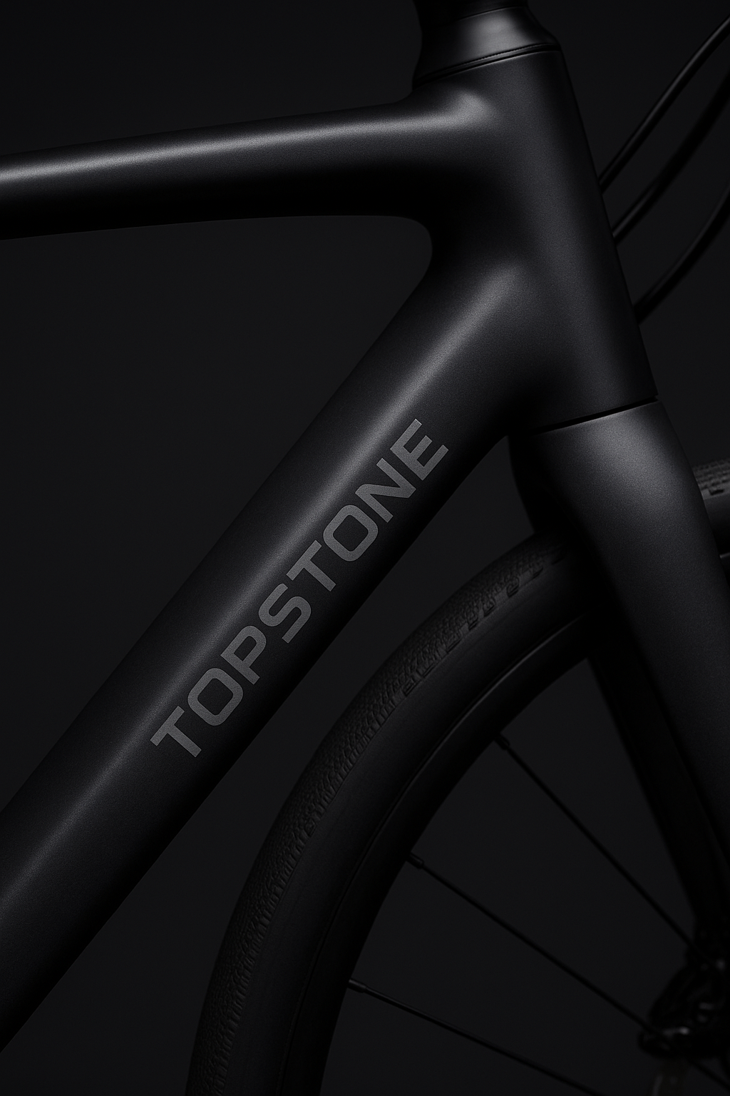 Close-up of angular carbon frame lines and tube junction shaping on the Topstone 4 Carbon