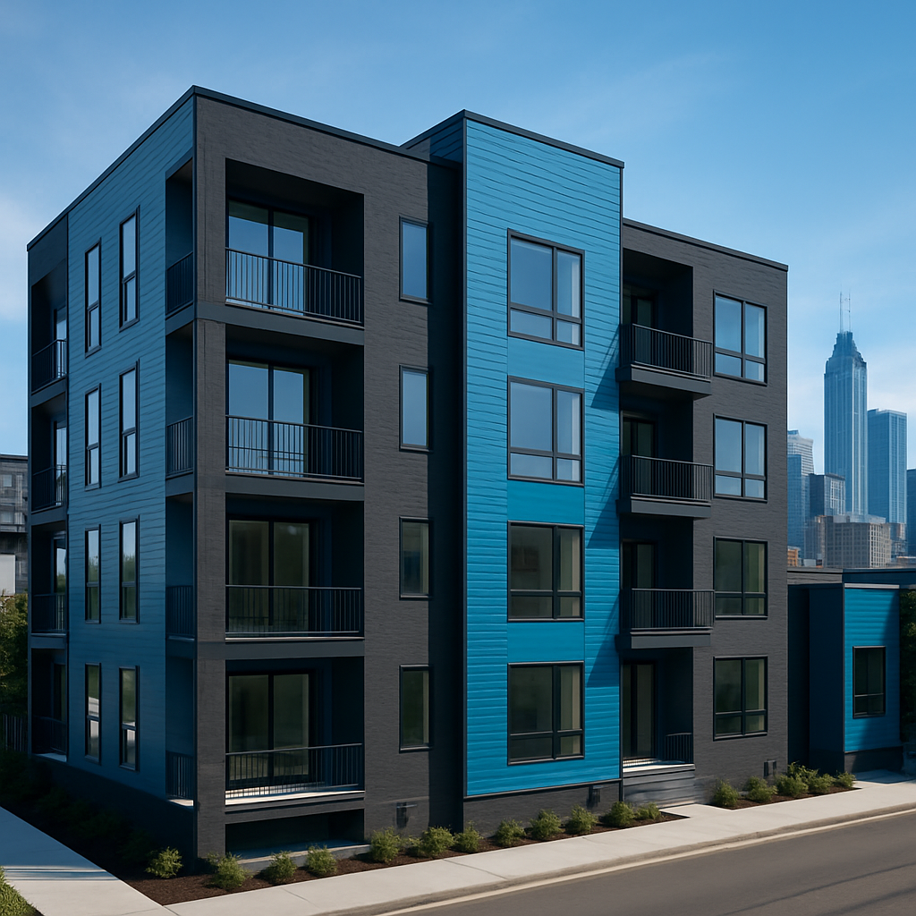 Urban multi family building with contemporary design and city views