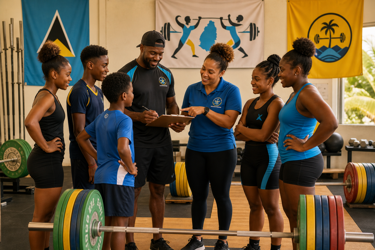 Community coaches and athletes from different Caribbean clubs meeting for a shared training exchange