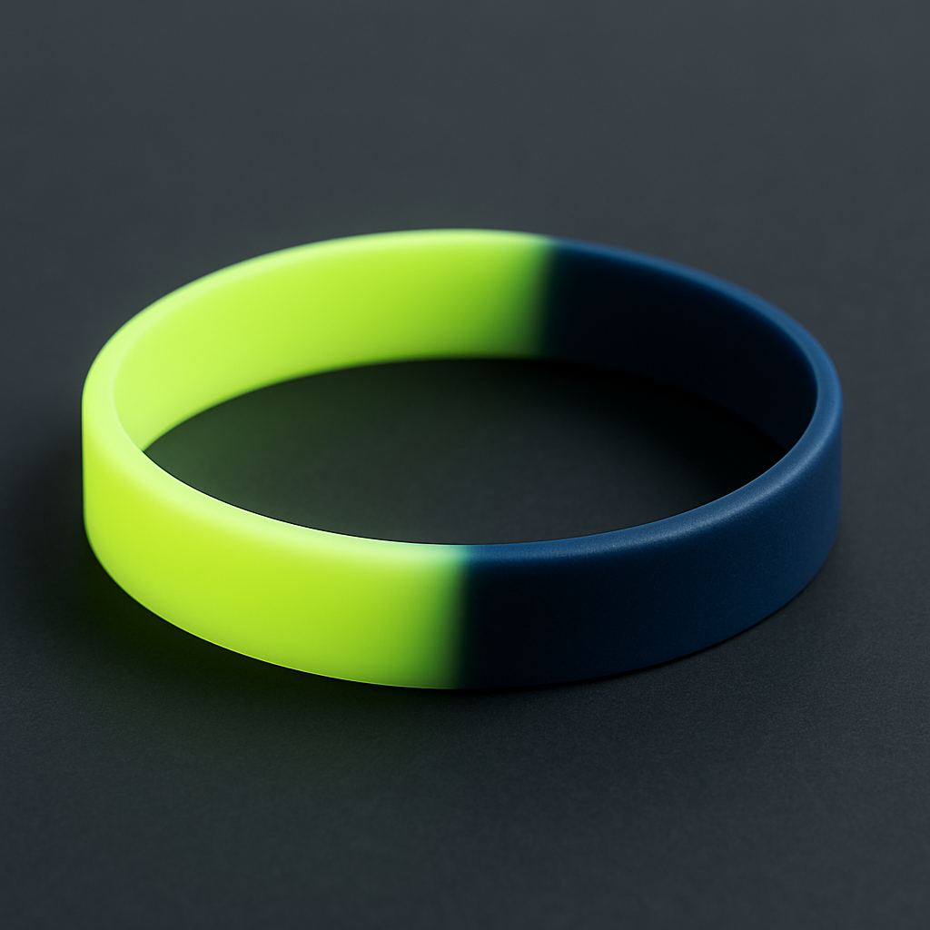 Two-tone segmented wristband with lime glow and navy section