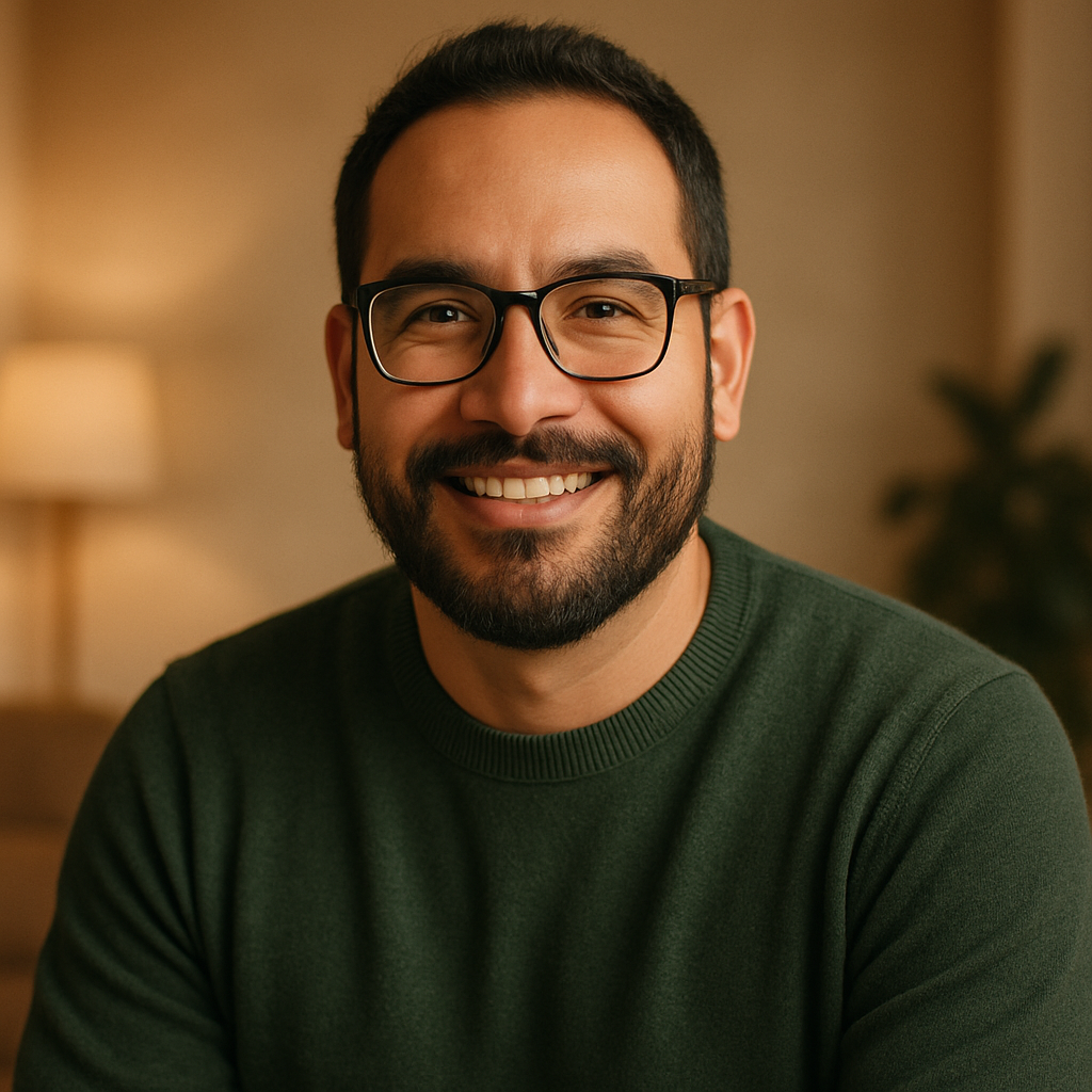 Carlos Ramirez, Latino man with glasses and beard
