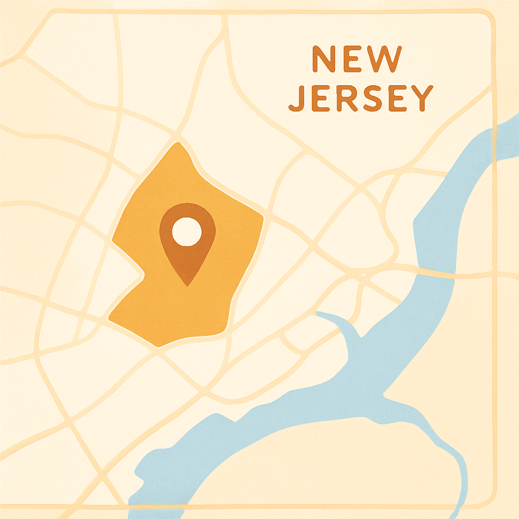 Mapa de ubicación en Nueva Jersey para apartamento de 2 habitaciones / Map of New Jersey location for 2-bedroom apartment