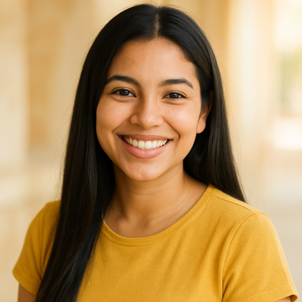 Sofia Lopez, young Latina woman with long straight black hair