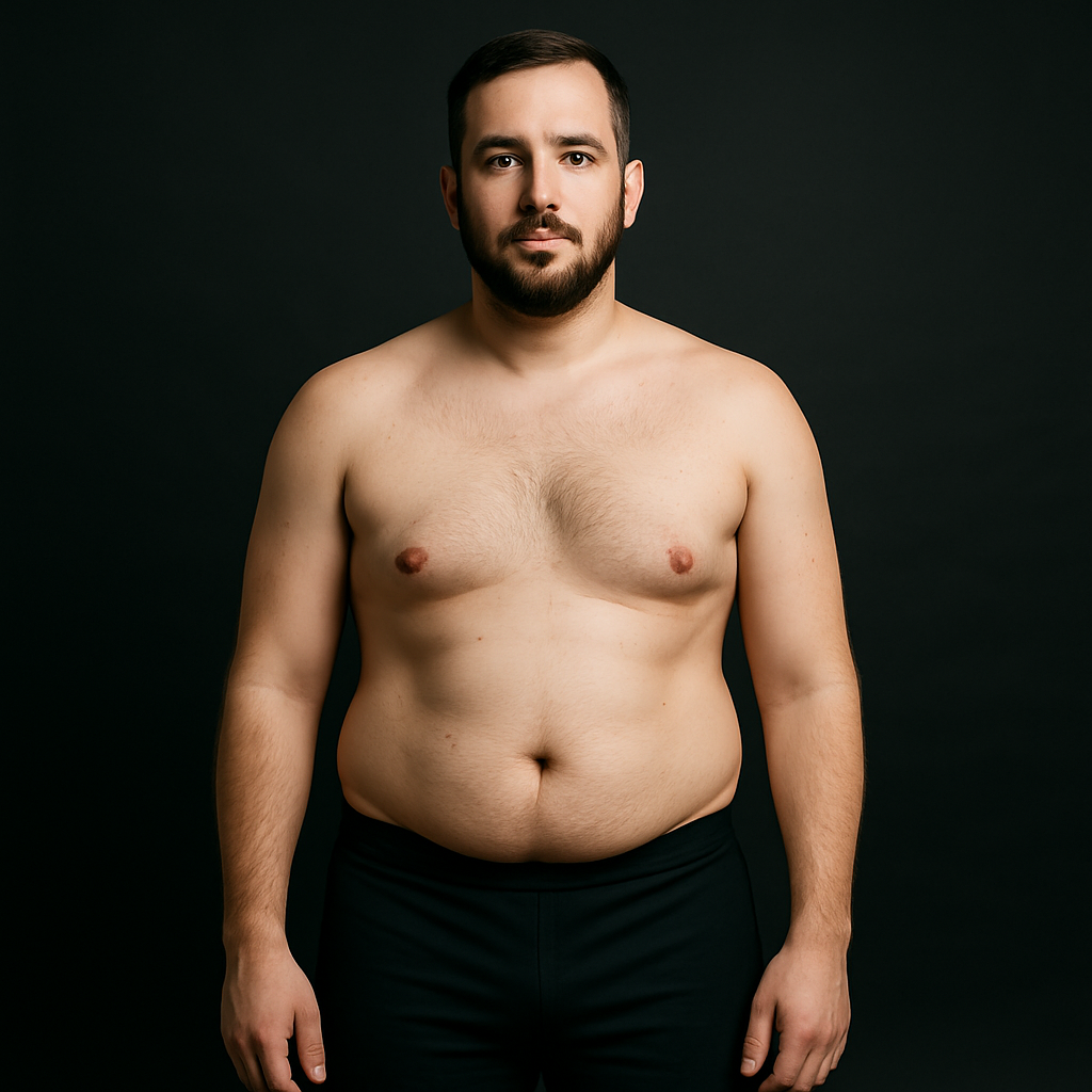 Client before fat loss transformation