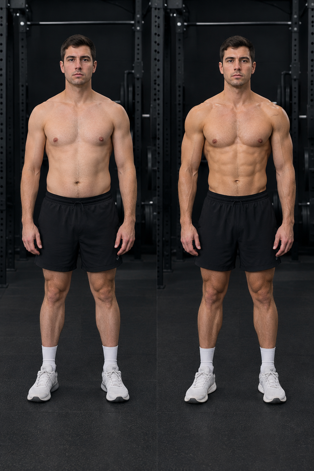 Before and after body transformation result for Client C