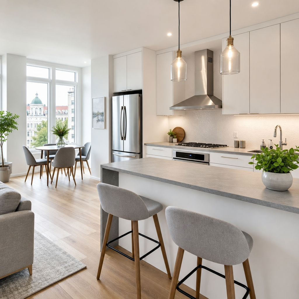 Light-Filled Podil Apartment kitchen