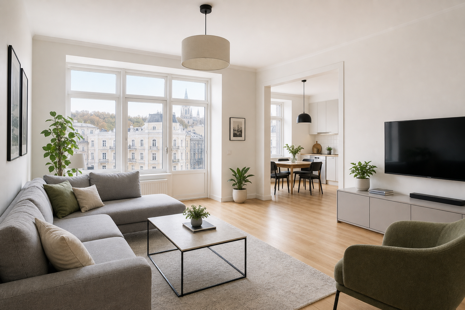 Light-Filled Podil Apartment living room