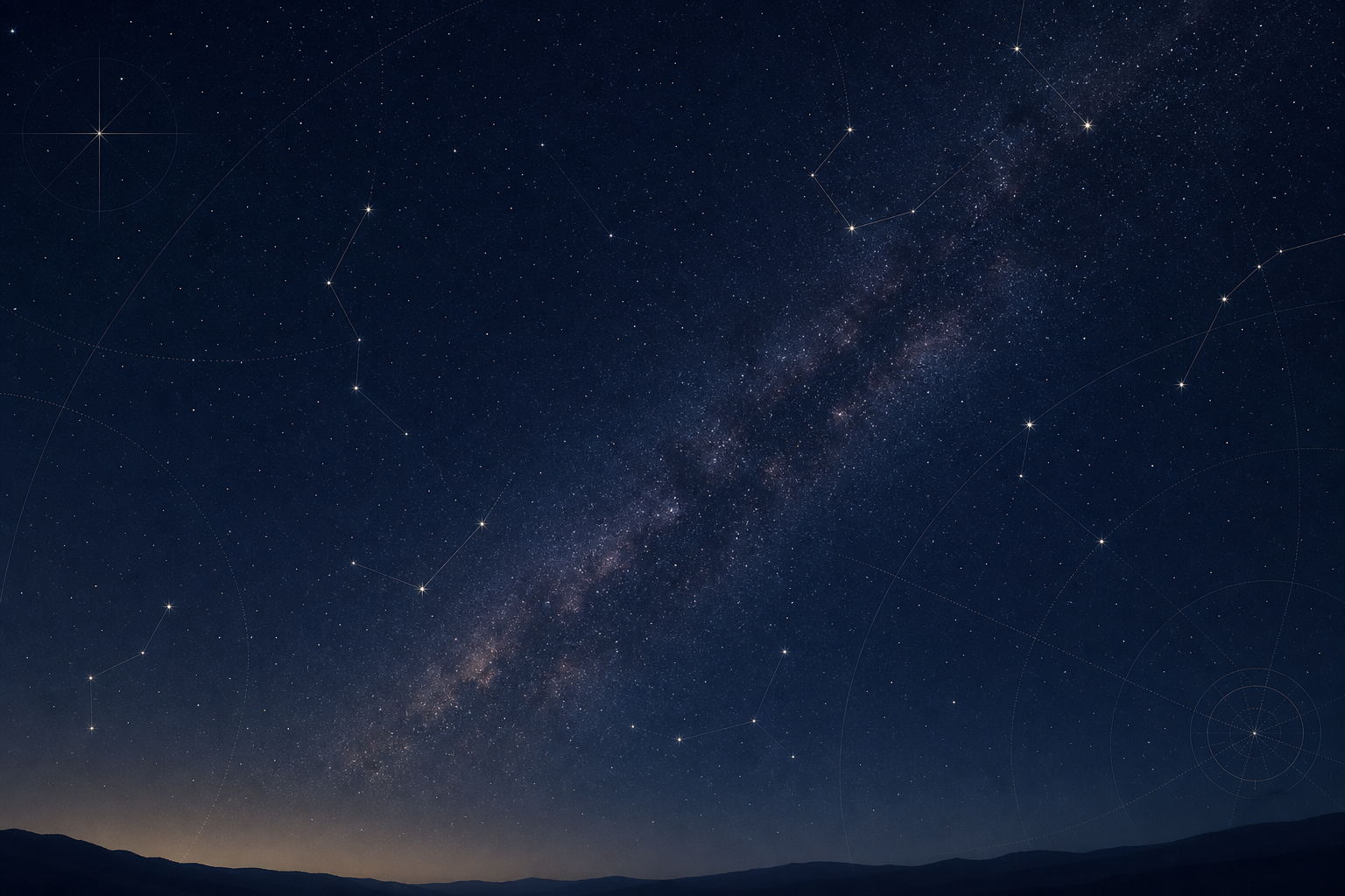 Subtle long-exposure night sky with faint Milky Way texture and delicate star-map style speckles