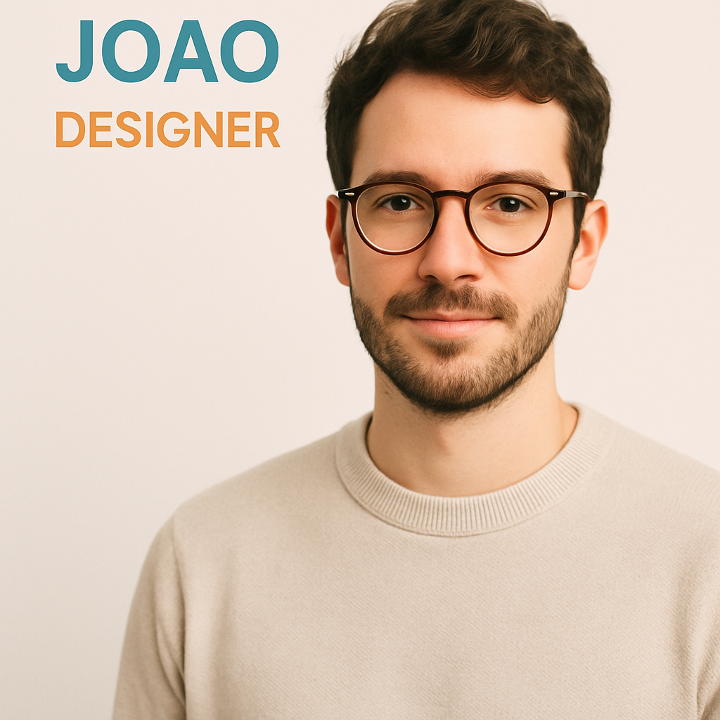 Joao smiling, holding a sketchbook with colorful doodles