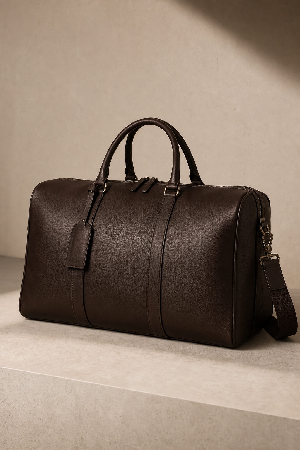 ARC leather weekender bag in deep espresso brown leather