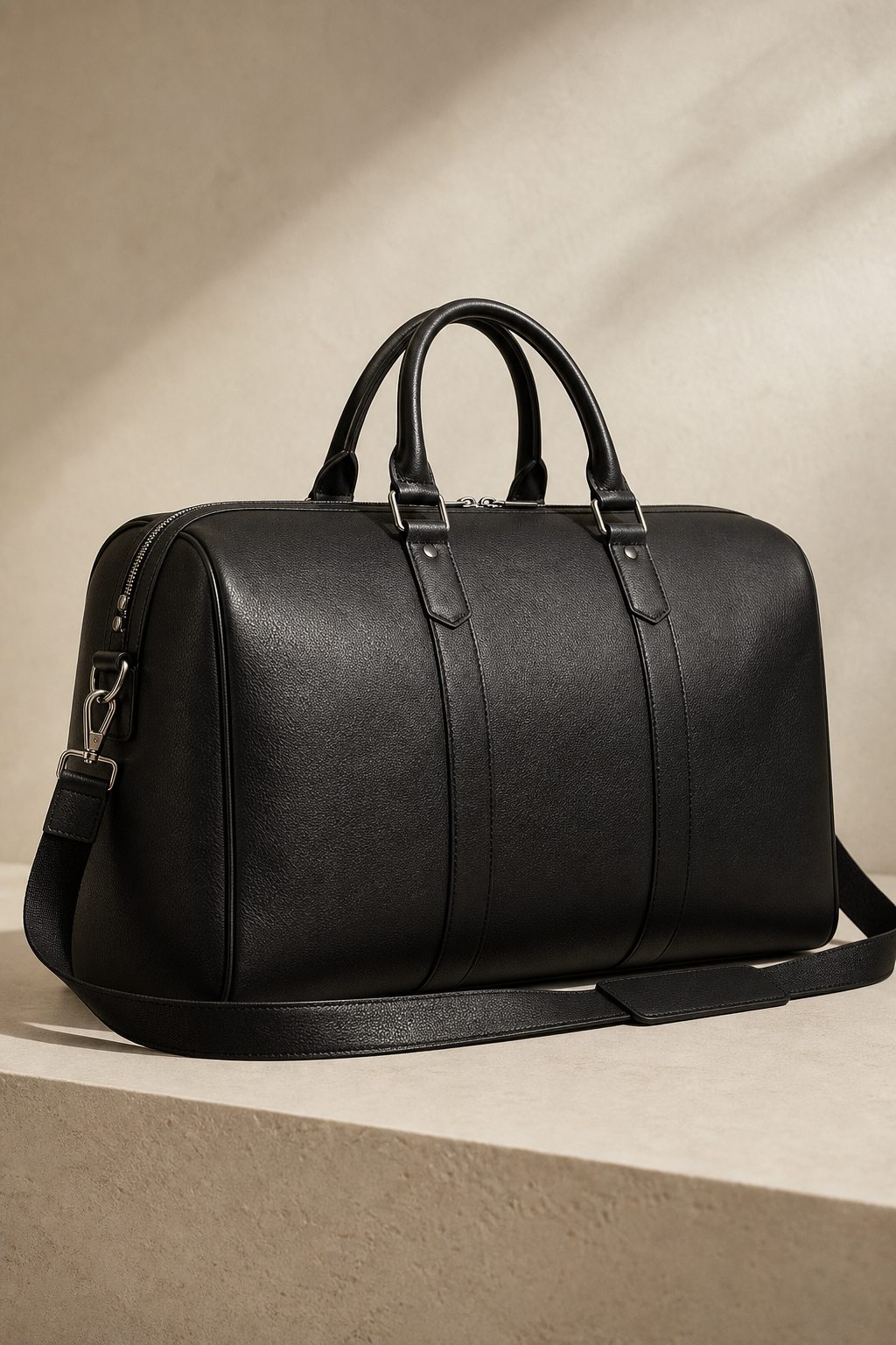 ARC leather weekender bag in dark ink black leather