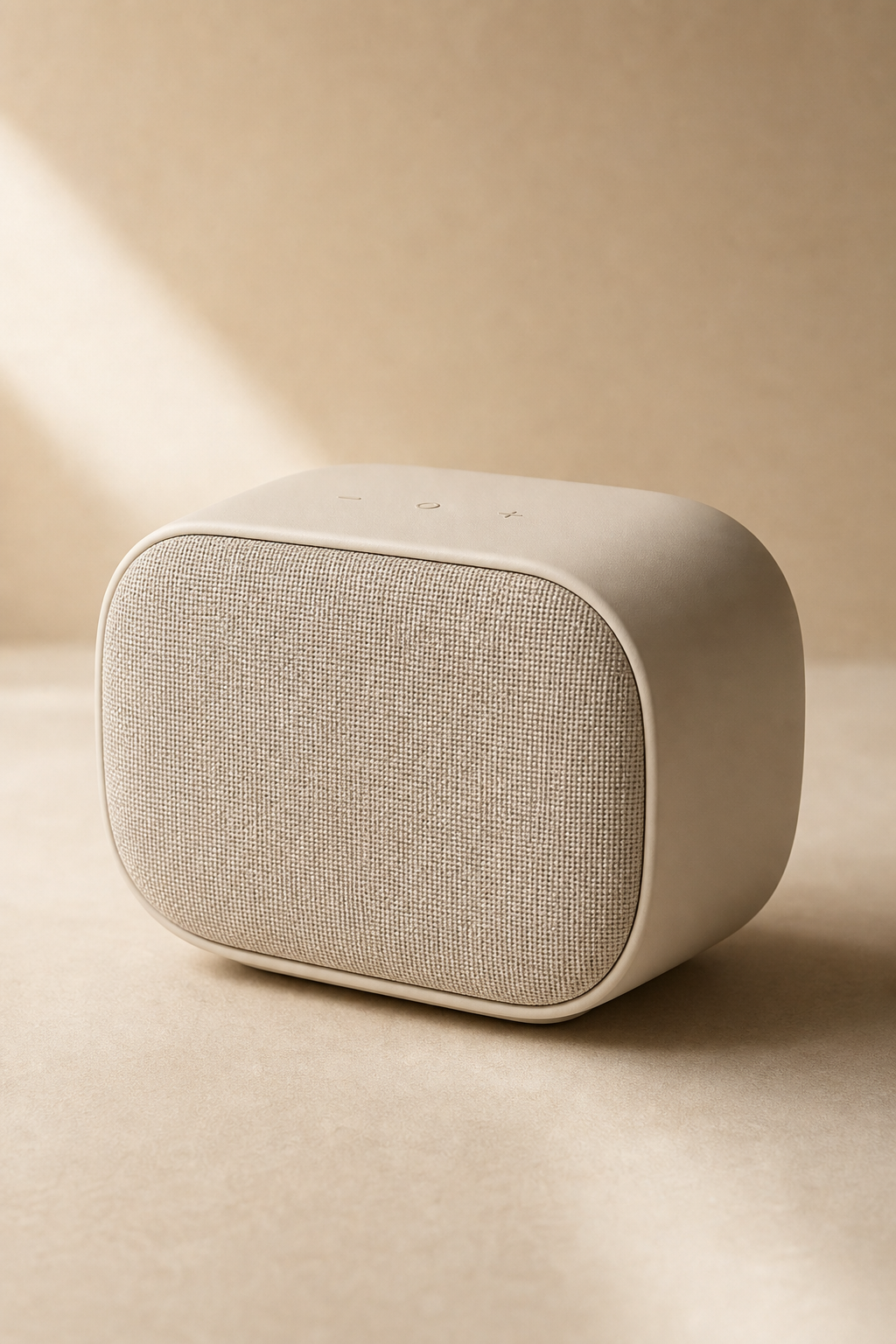 FORM wireless speaker in matte ivory finish with woven front grille