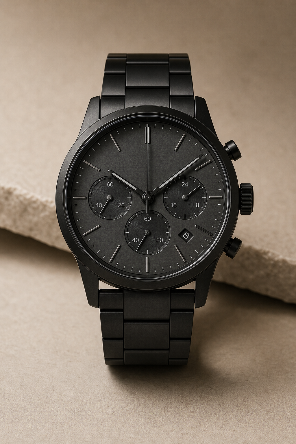 ORBIT chronograph watch in matte black case with dark graphite dial