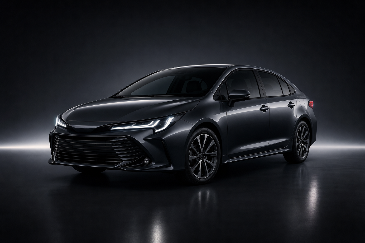 Minimalist luxury car silhouette with subtle reflections