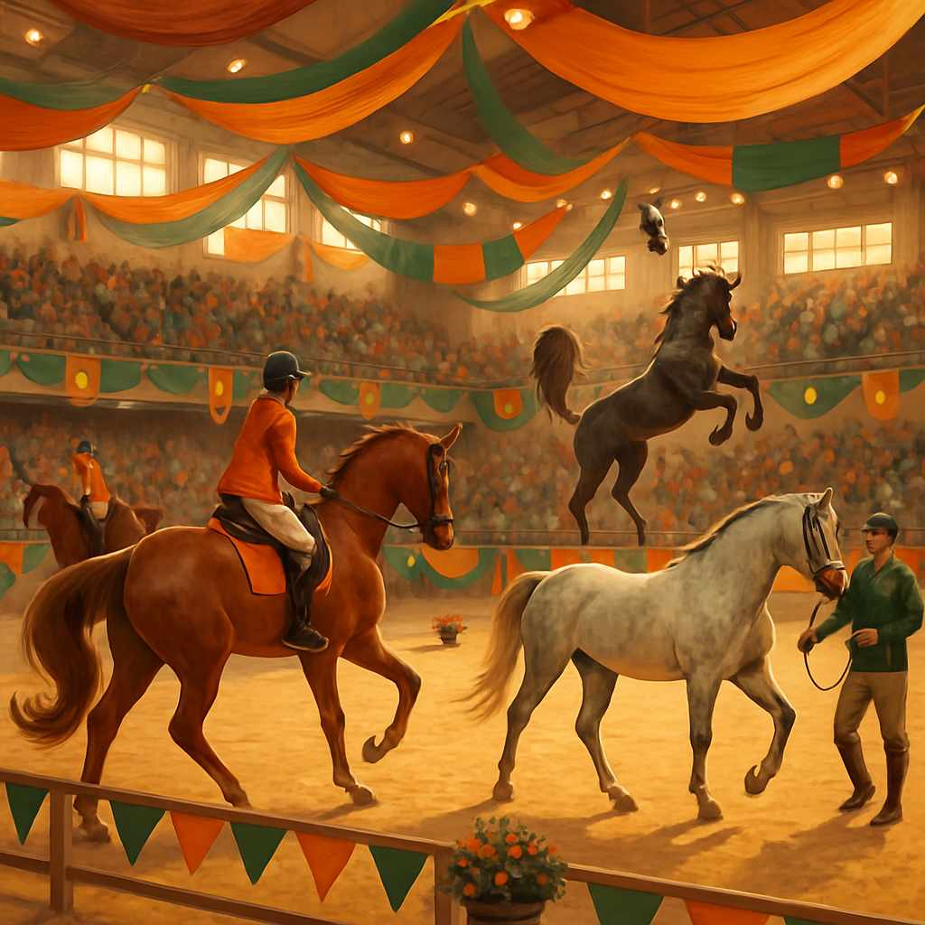 Vibrant horse arena with spectators