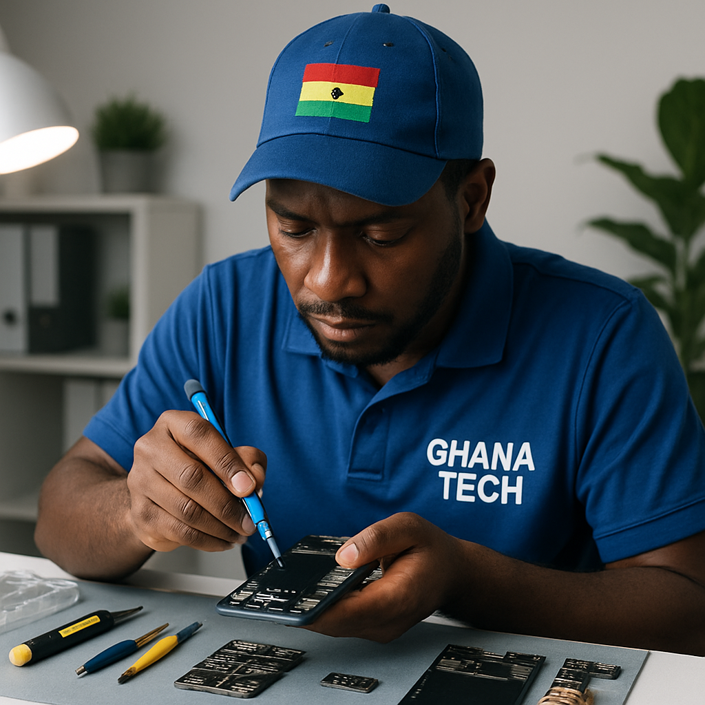 Sparkle Ghana technician repairing a smartphone
