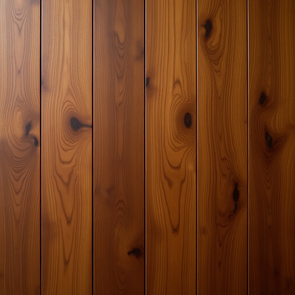 Close-up of polished luxurious wood grain with rich texture and warm tones