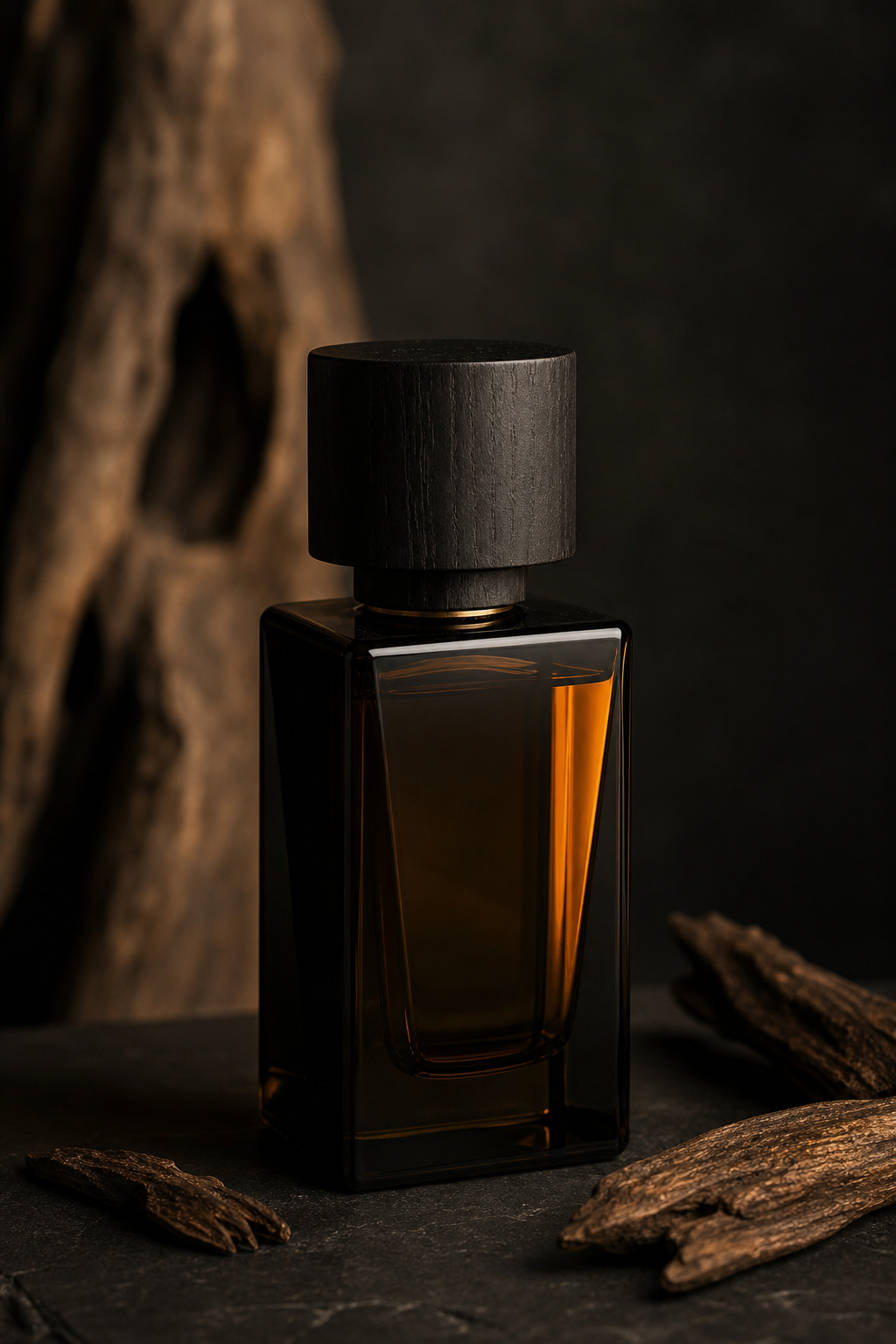 Oud Oil I aromatic oil, angled bottle view