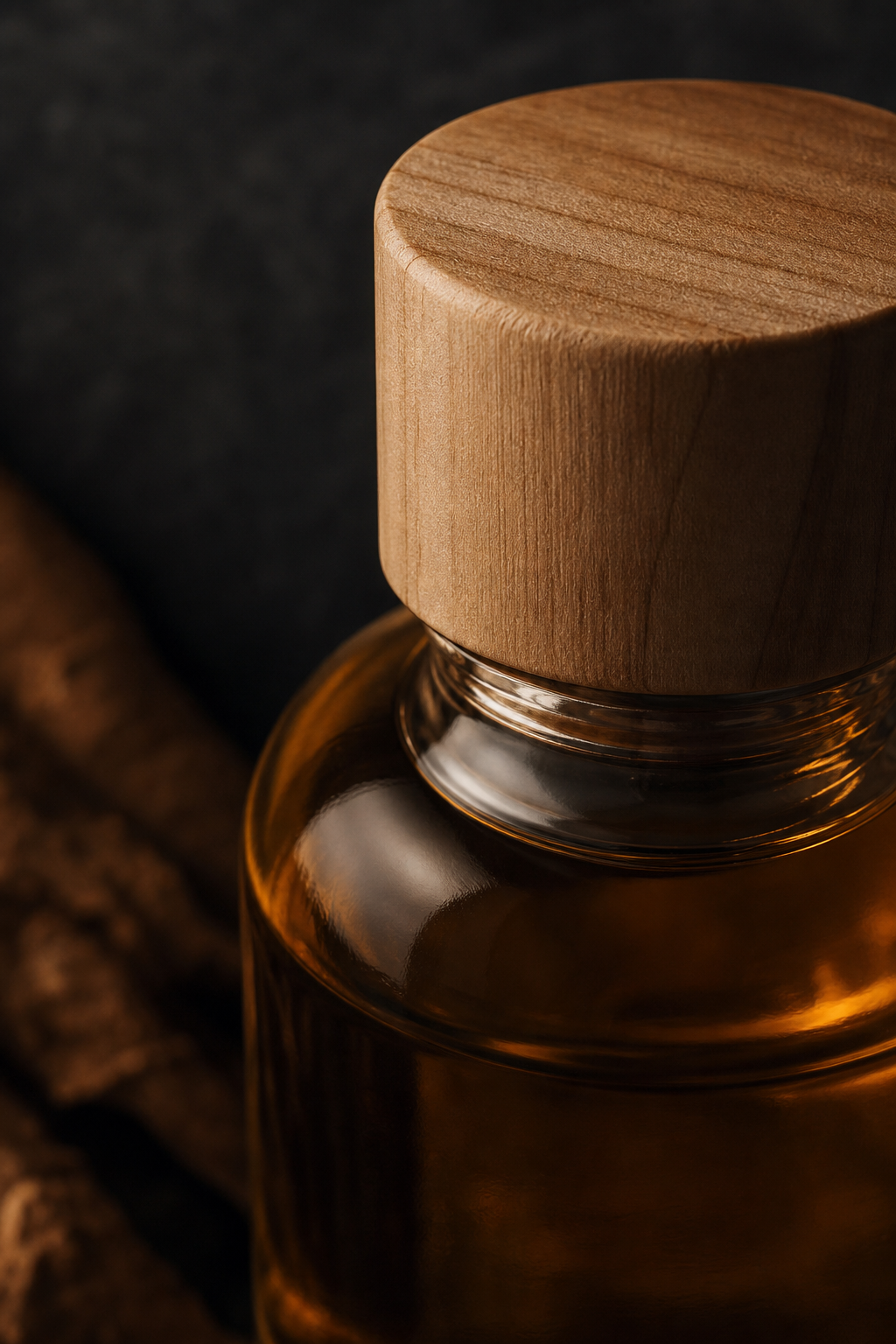 Sandalwood Oil I aromatic oil, close-up of wood cap