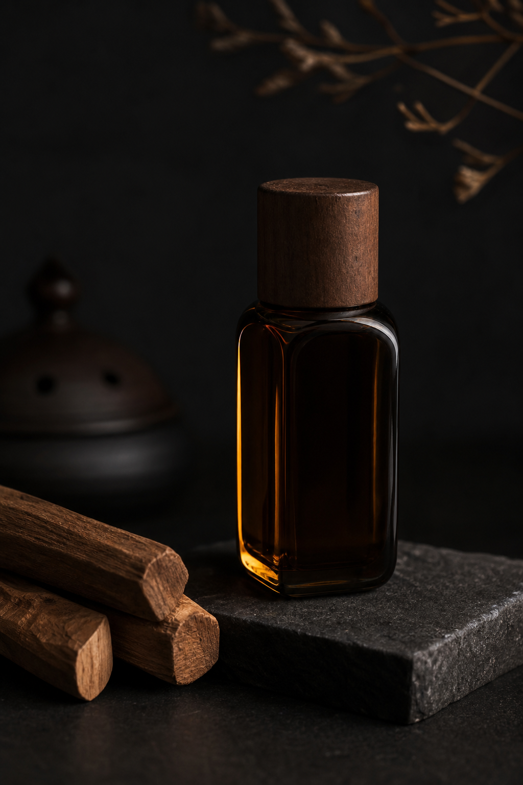 Sandalwood Oil I aromatic oil, detail in low light
