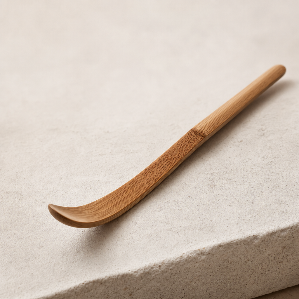 Angled view highlighting the toasted bamboo tone