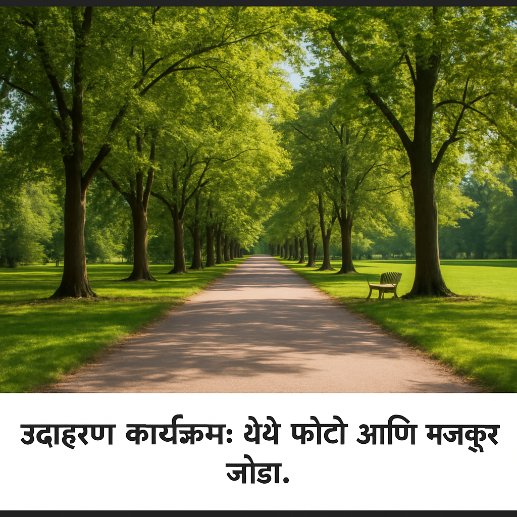 उदाहरण कार्यक्रम: येथे फोटो आणि मजकूर जोडा.