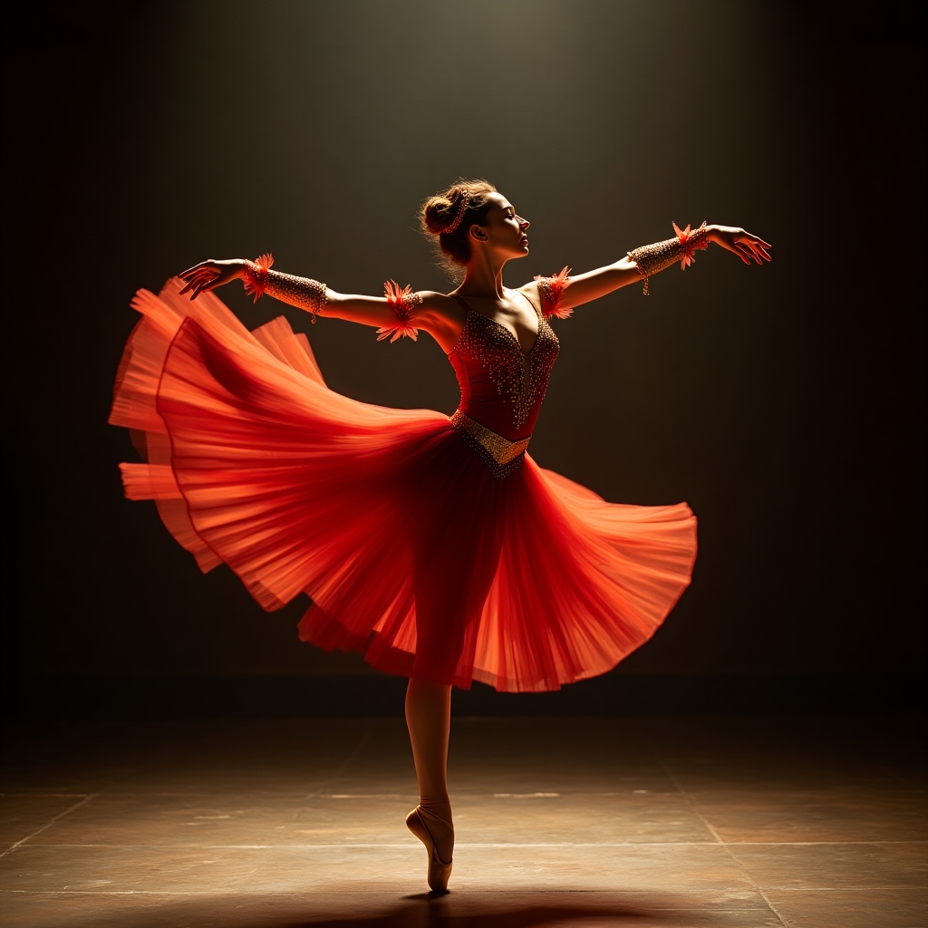 The Firebird performing a dramatic pirouette kick