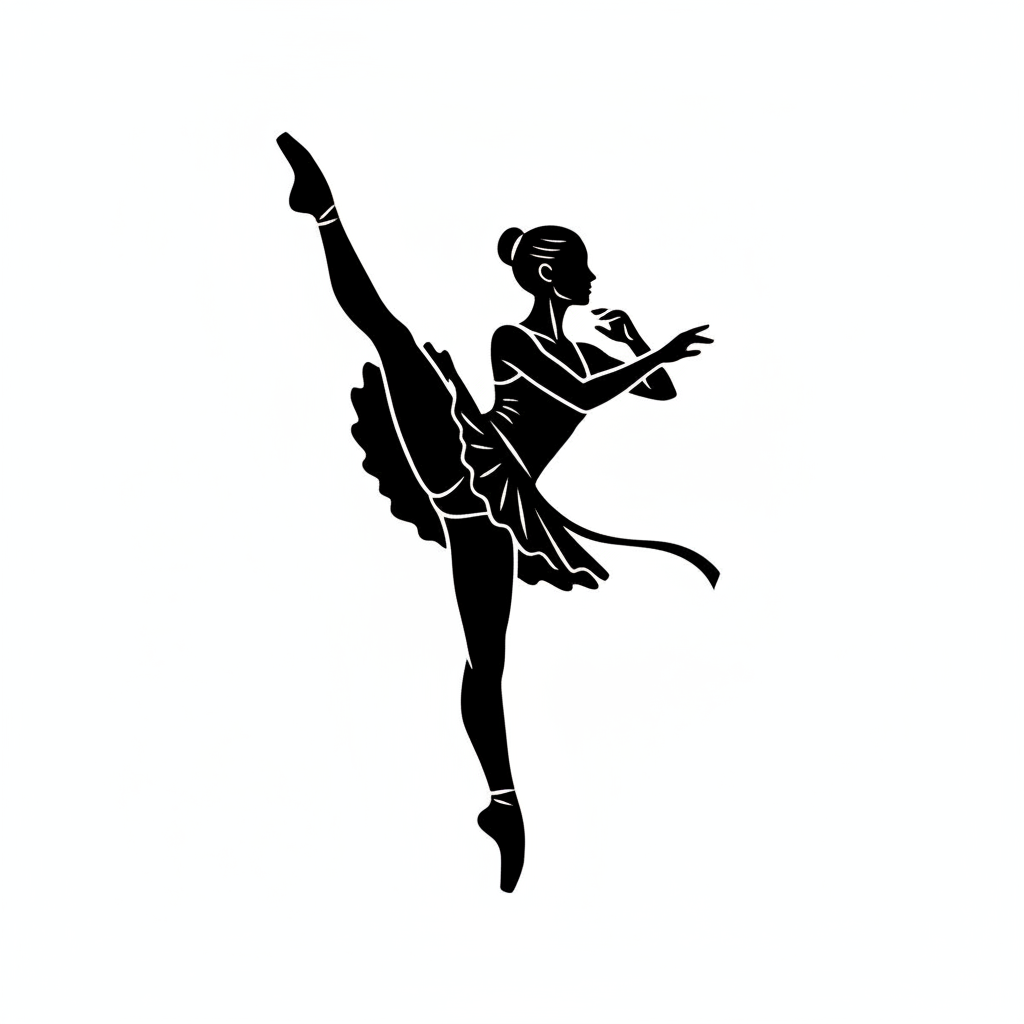 Ballerina mid-kick silhouette icon