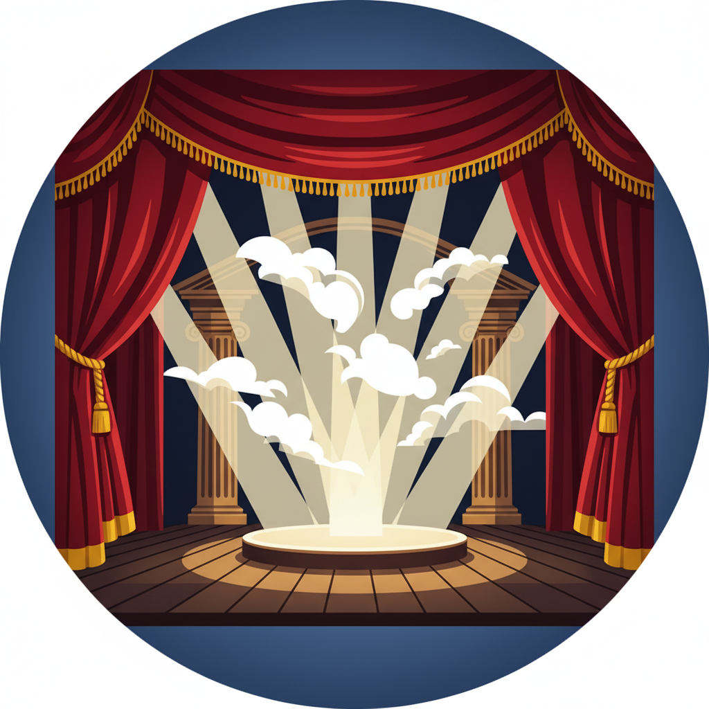 Dramatic stage with spotlight icon