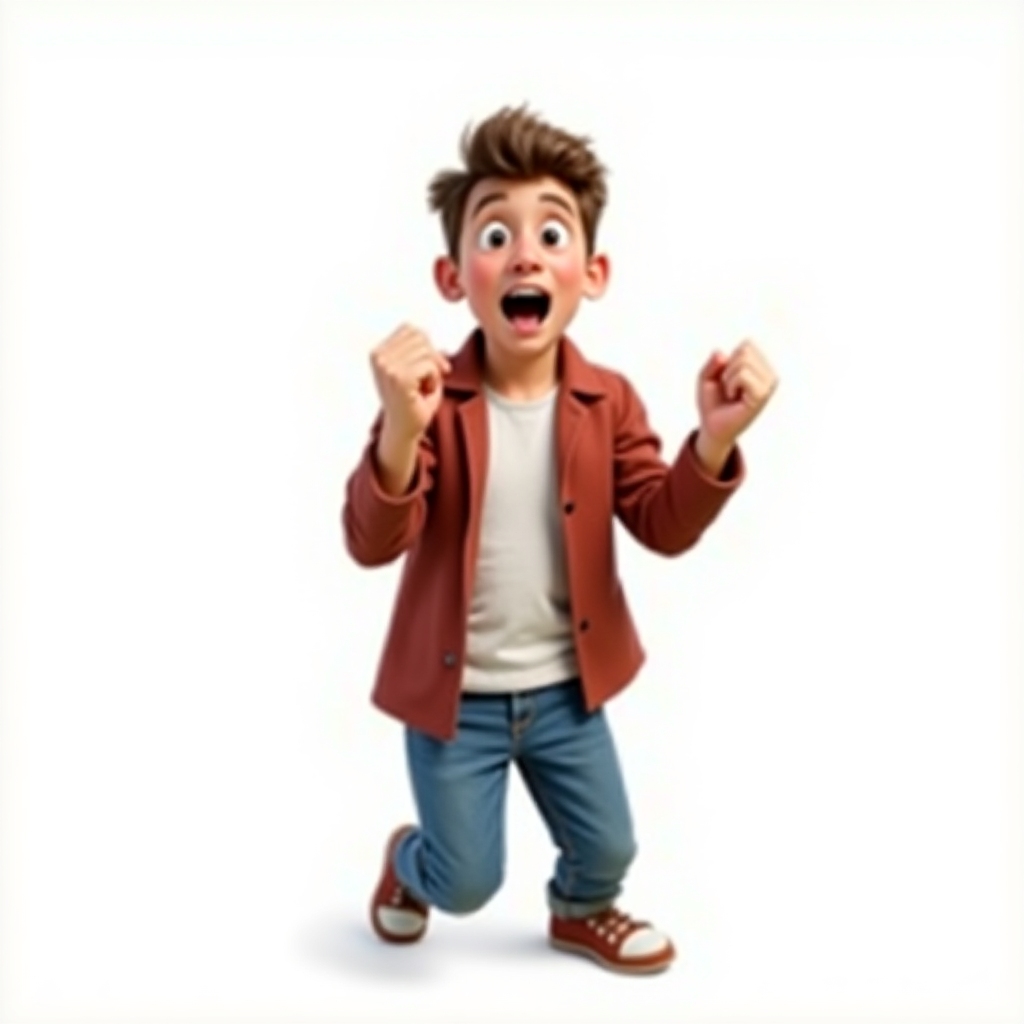 Audience member avatar: excited young man in casual clothing, cheering