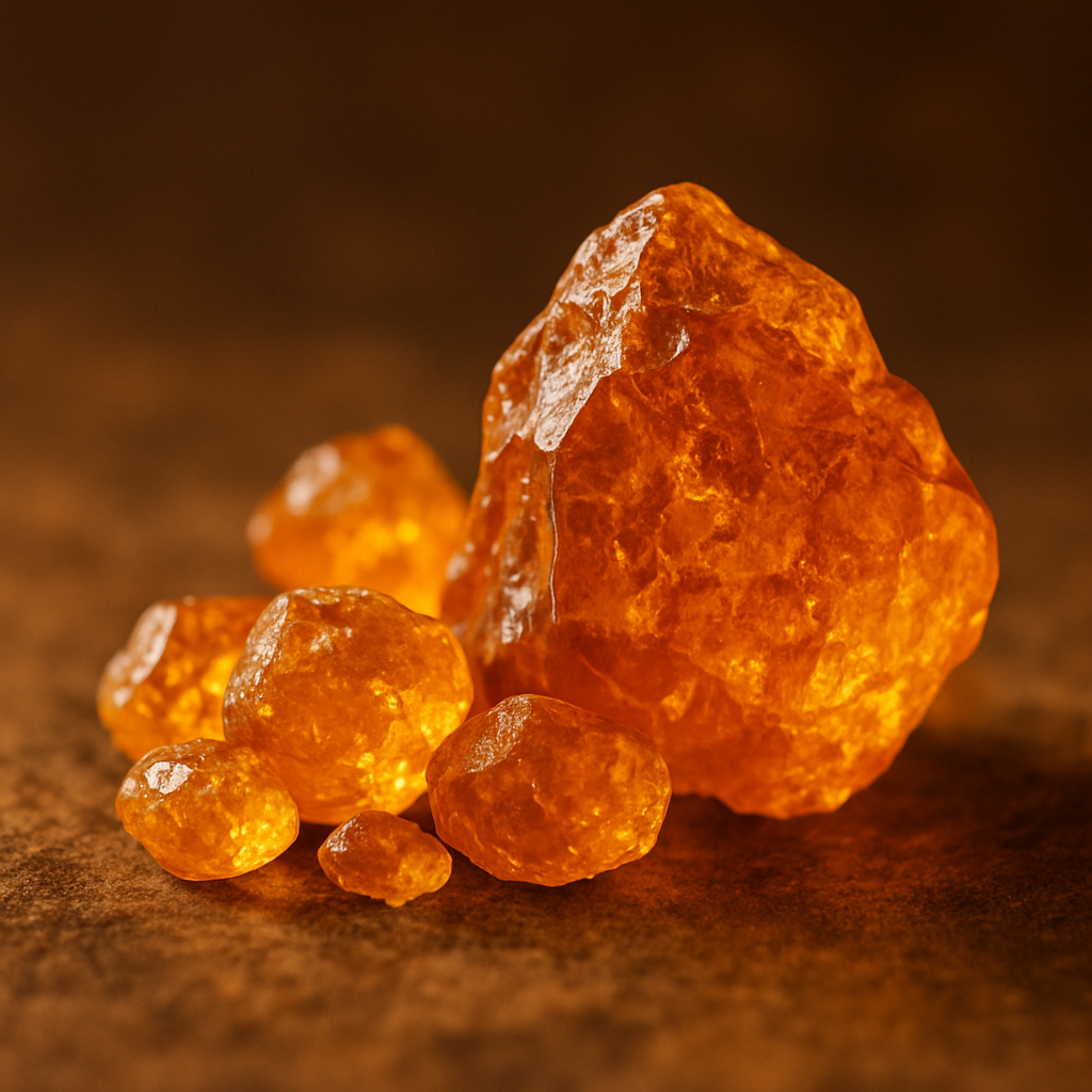 Amber resin crystals