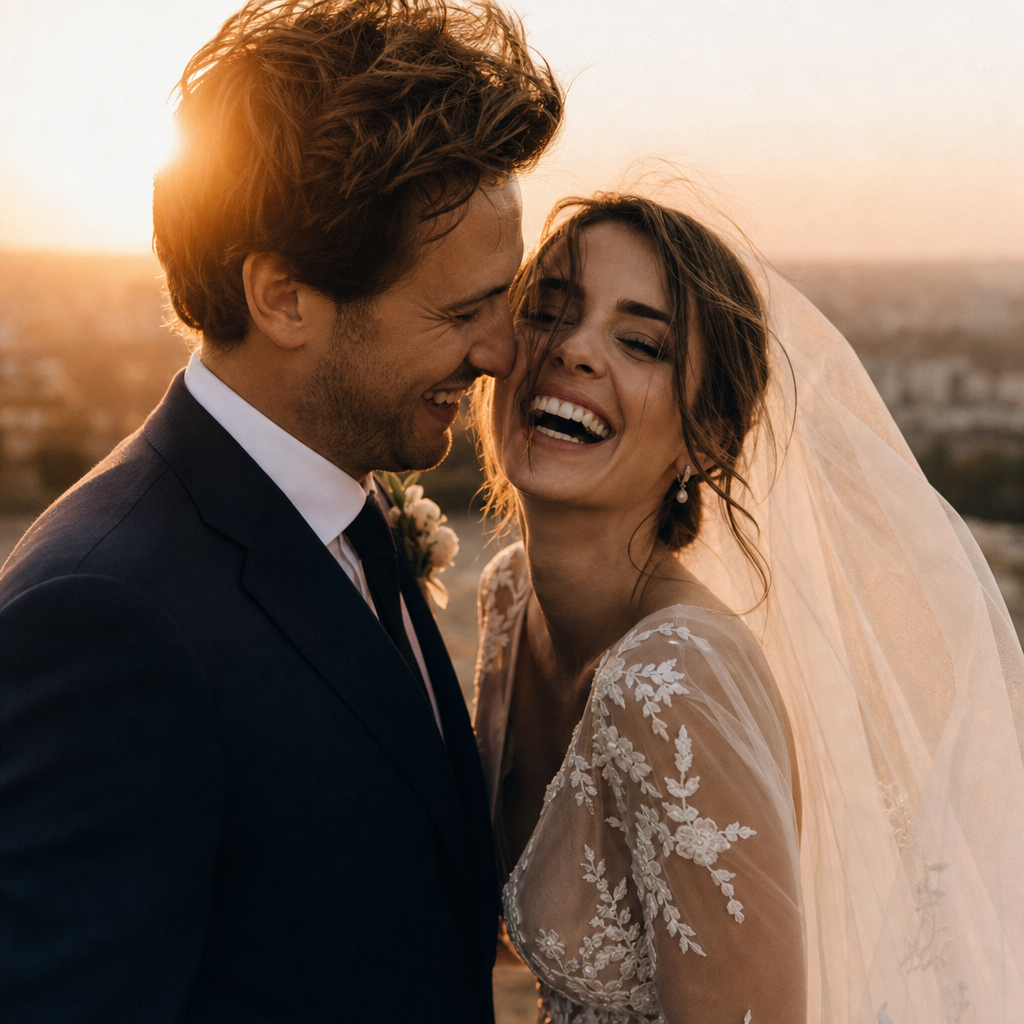 Portrait of newlywed couple Kateryna and Yurii