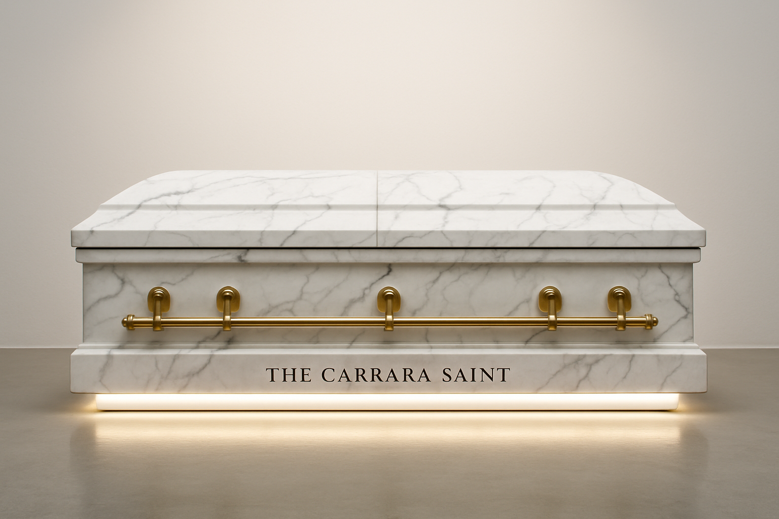 卡拉拉圣徒 / The Carrara Saint - 白色卡拉拉大理石纹理，蓝色纹路，铜把手，画廊光感