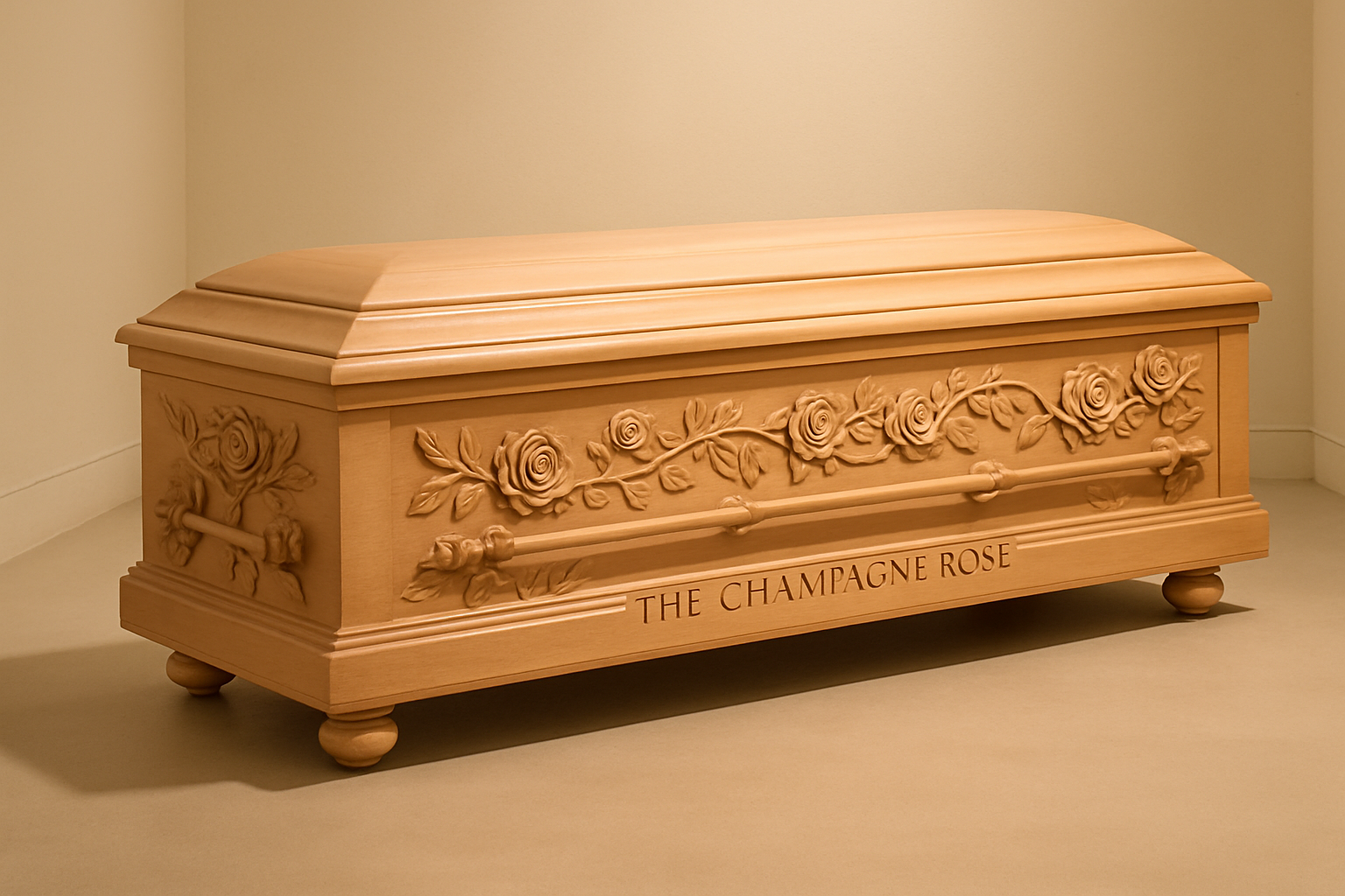香槟玫瑰 / The Champagne Rose - 香槟色木材，玫瑰浮雕，花瓣把手，淡雅色调
