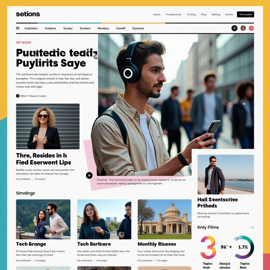 Young man with headphones using futuristic wearable tech outdoors