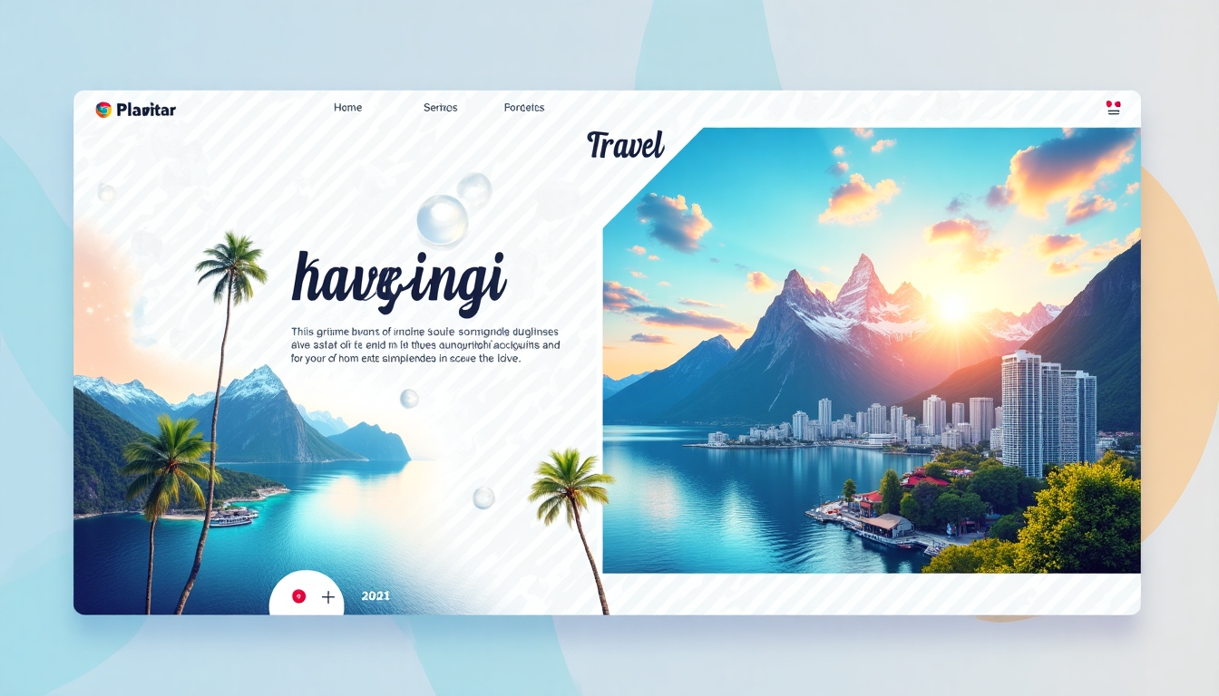 Scenic view of a vibrant travel destination with mountains, water, and cityscape