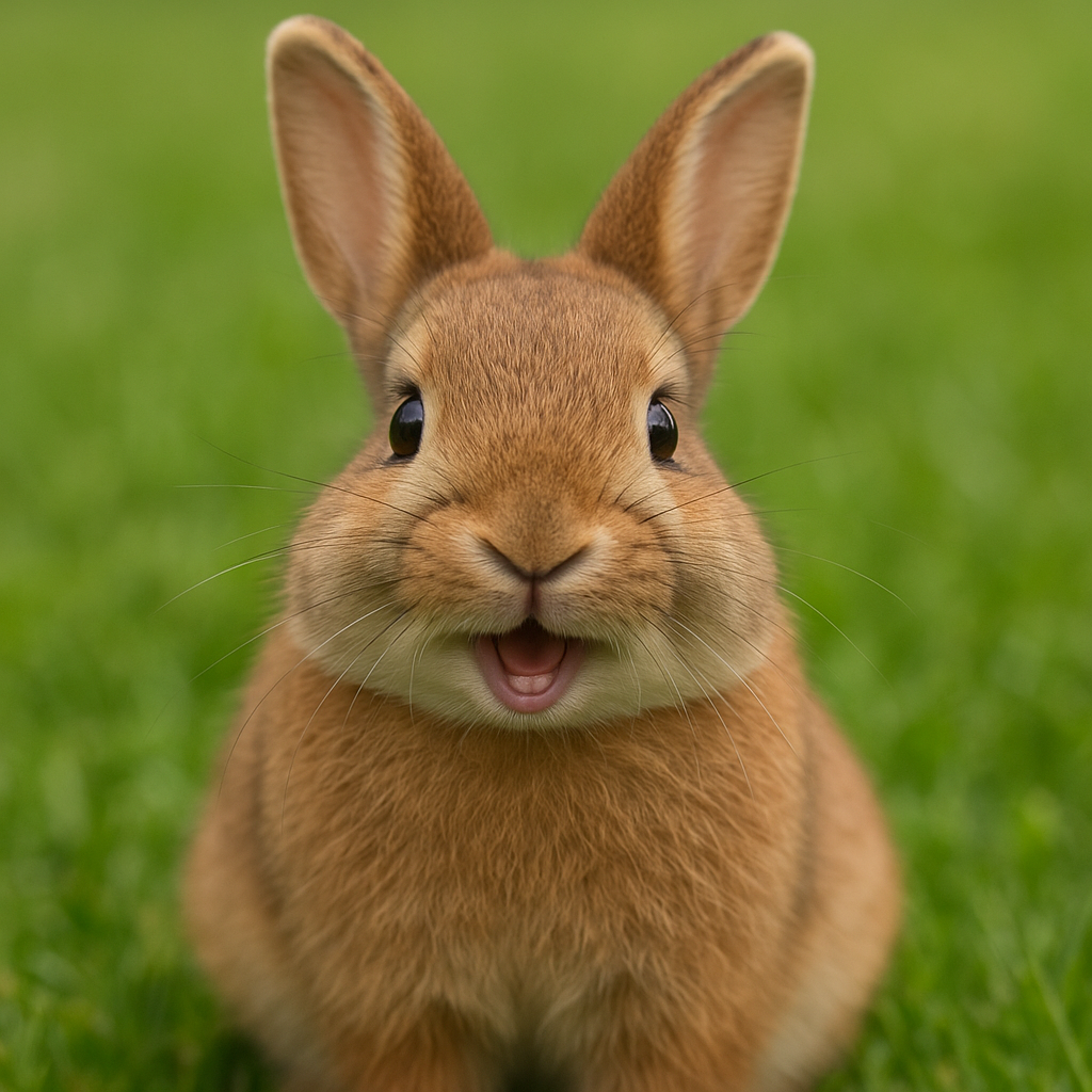Fluffy the Rabbit grinning