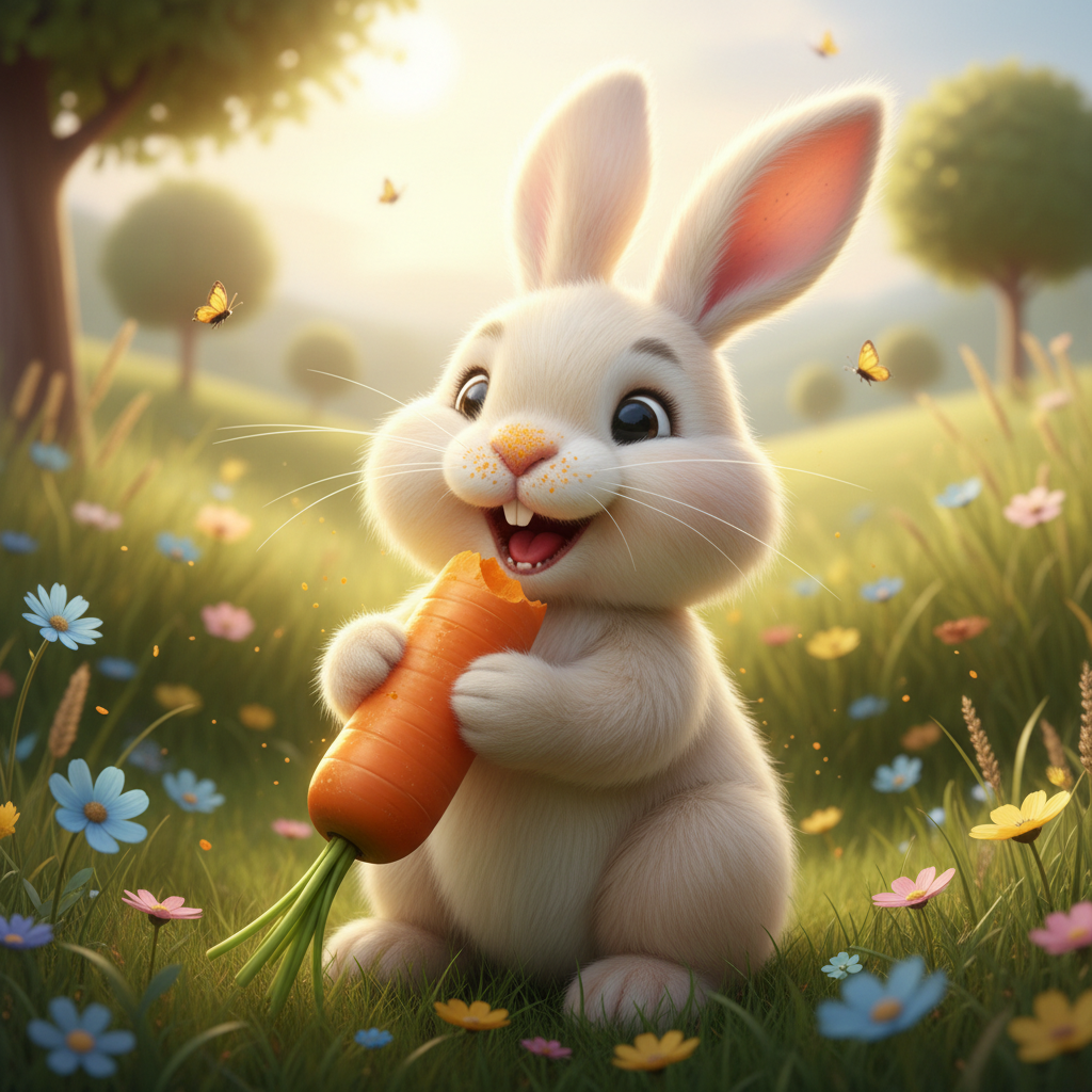 Rabbit munching a carrot