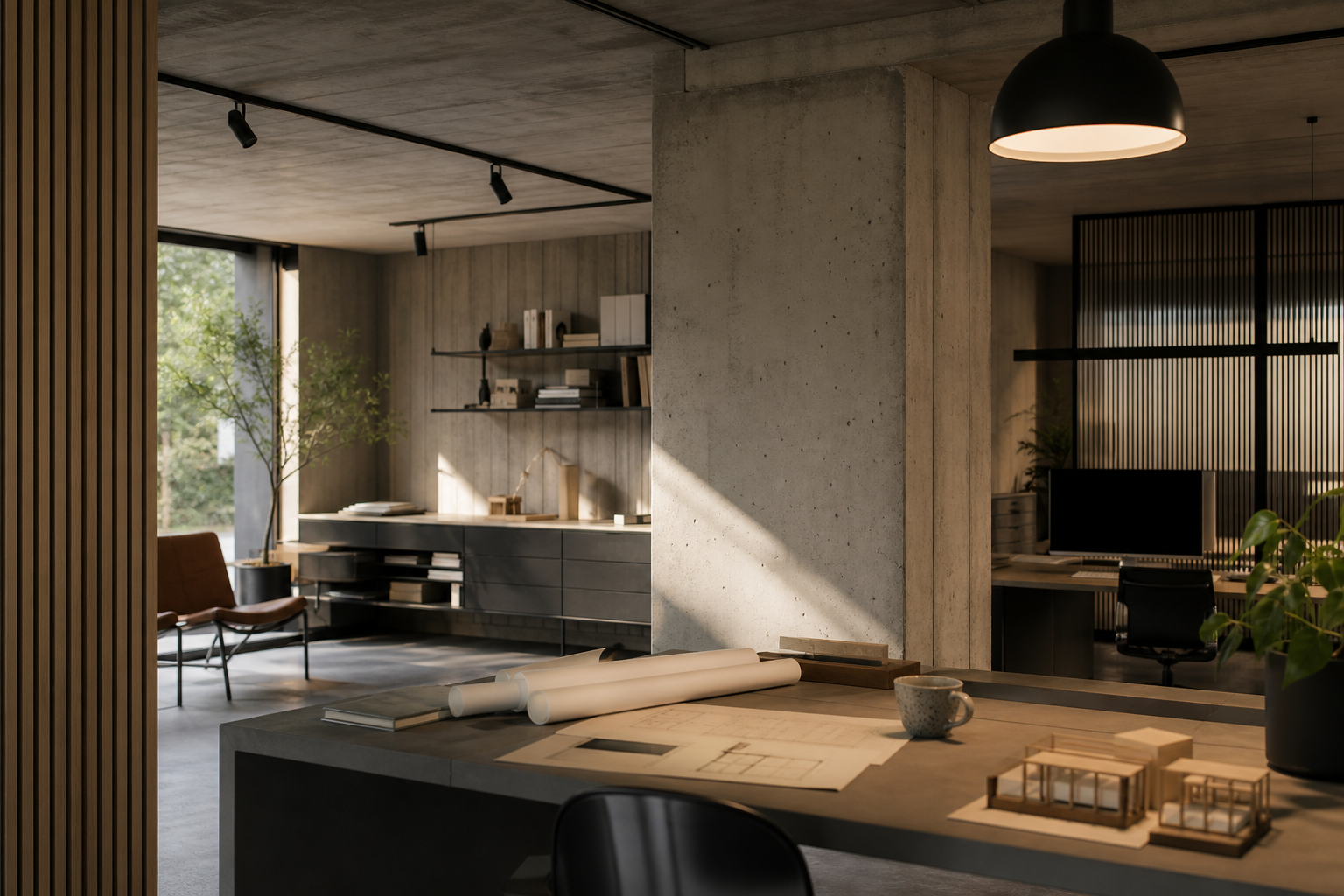 Contemporary architectural or studio environment suggesting thoughtful innovation