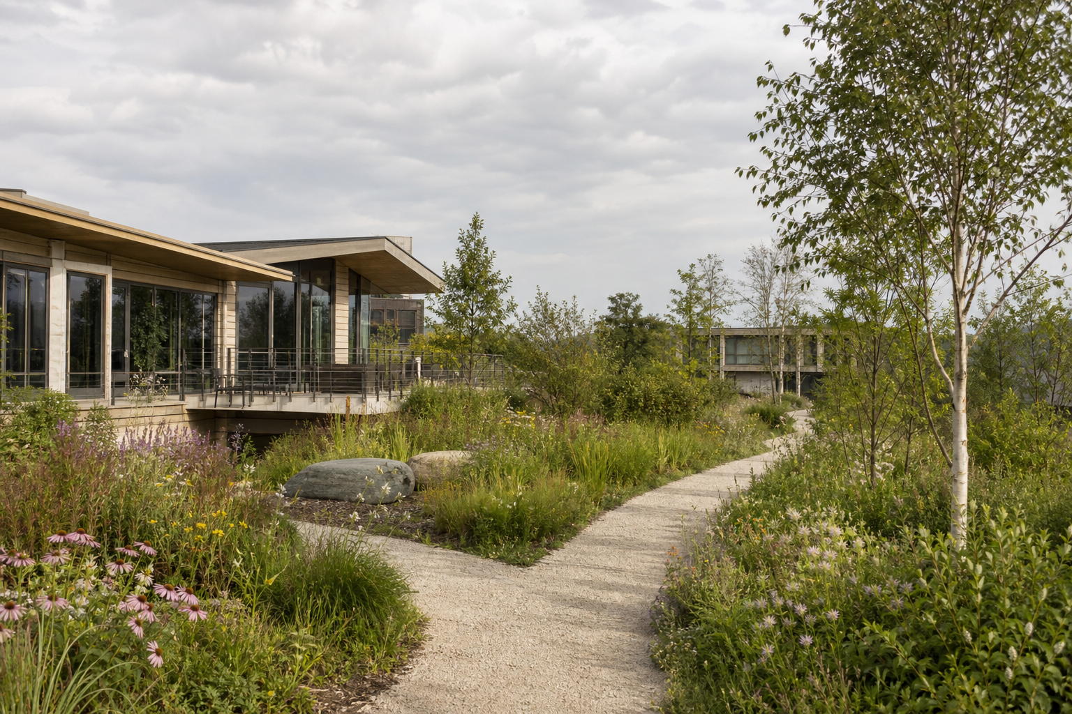 Sustainable landscape or built environment image with natural tones