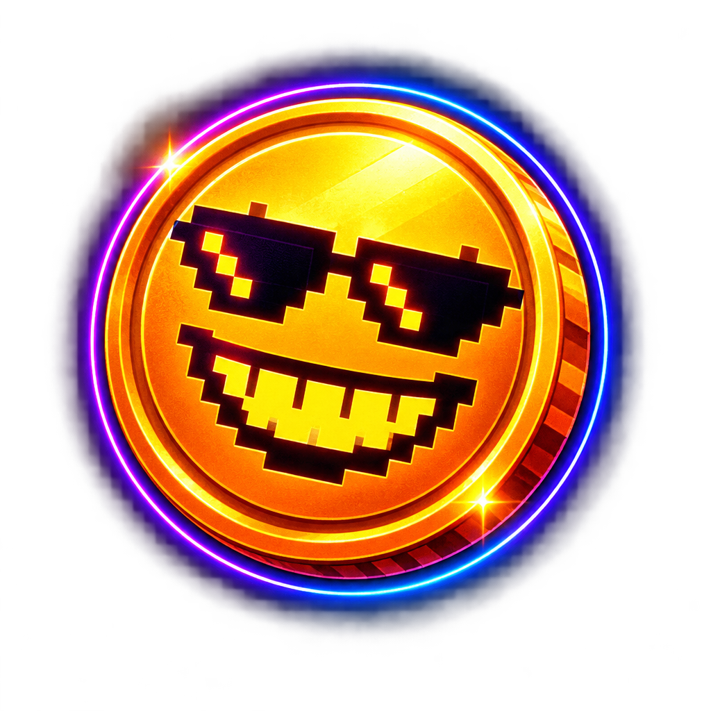 Small neon coin icon for the Pump.fun call-to-action button