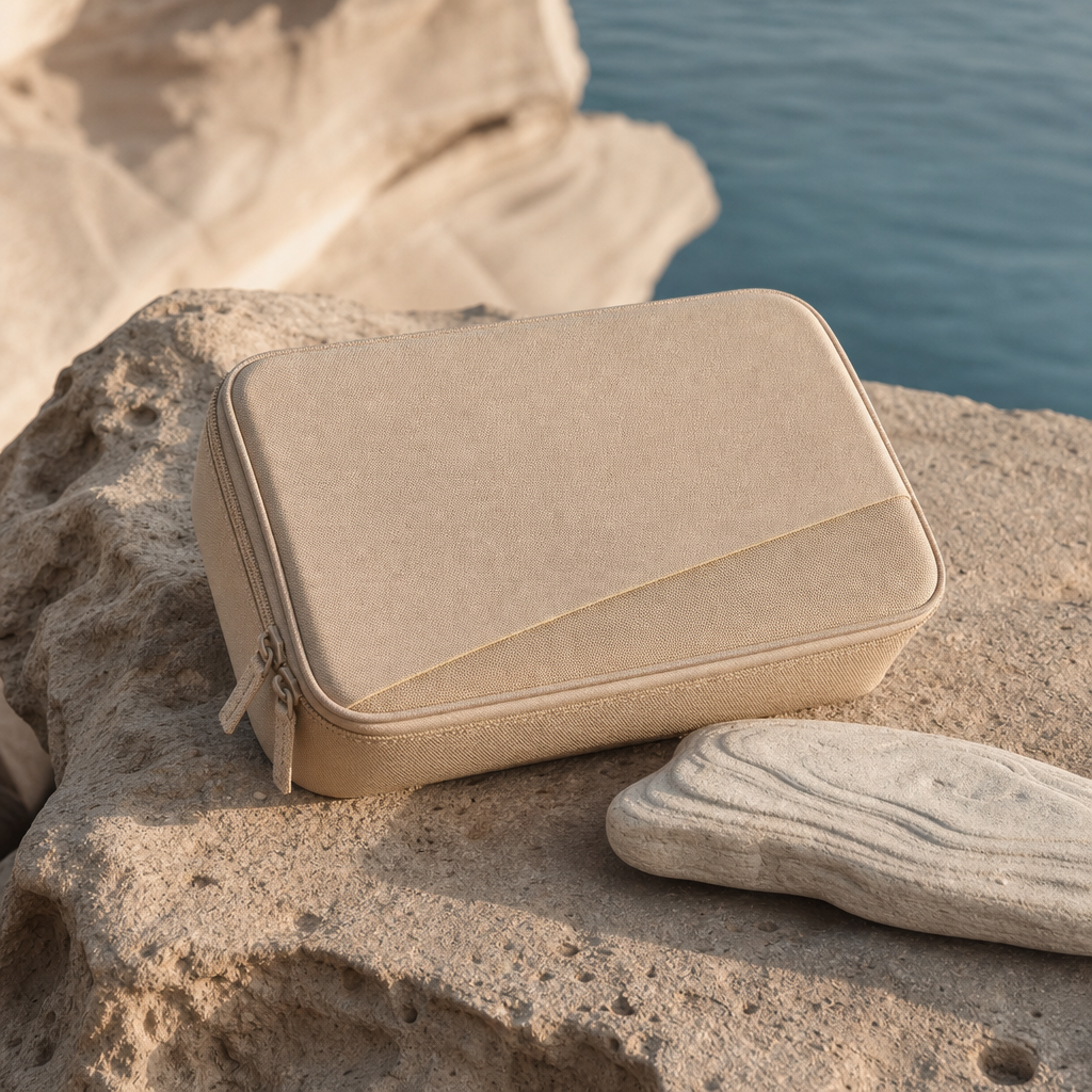 SoulShore HORIZON Case in warmem Sand-Beige mit klarer Kantenlinie, leicht strukturiertes, robustes Material