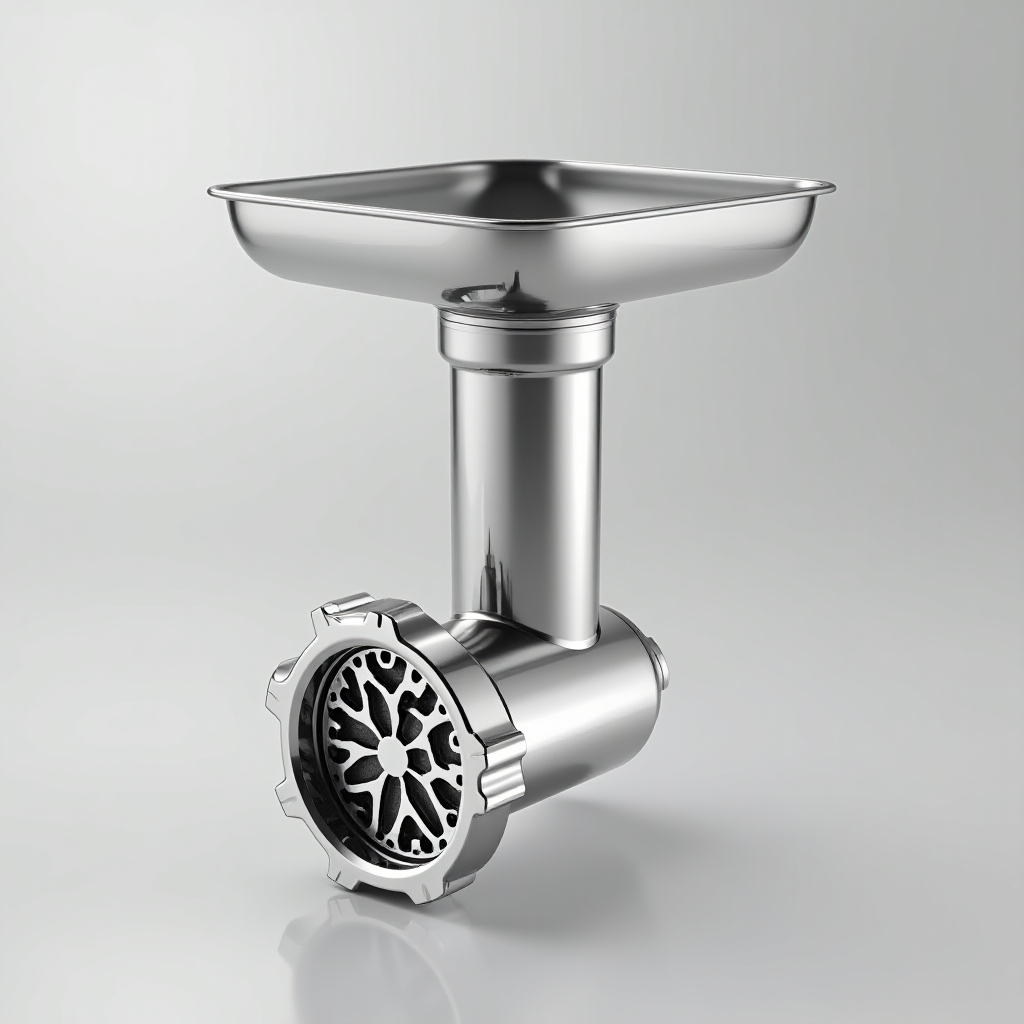 3D render of robust meat grinder head attachment