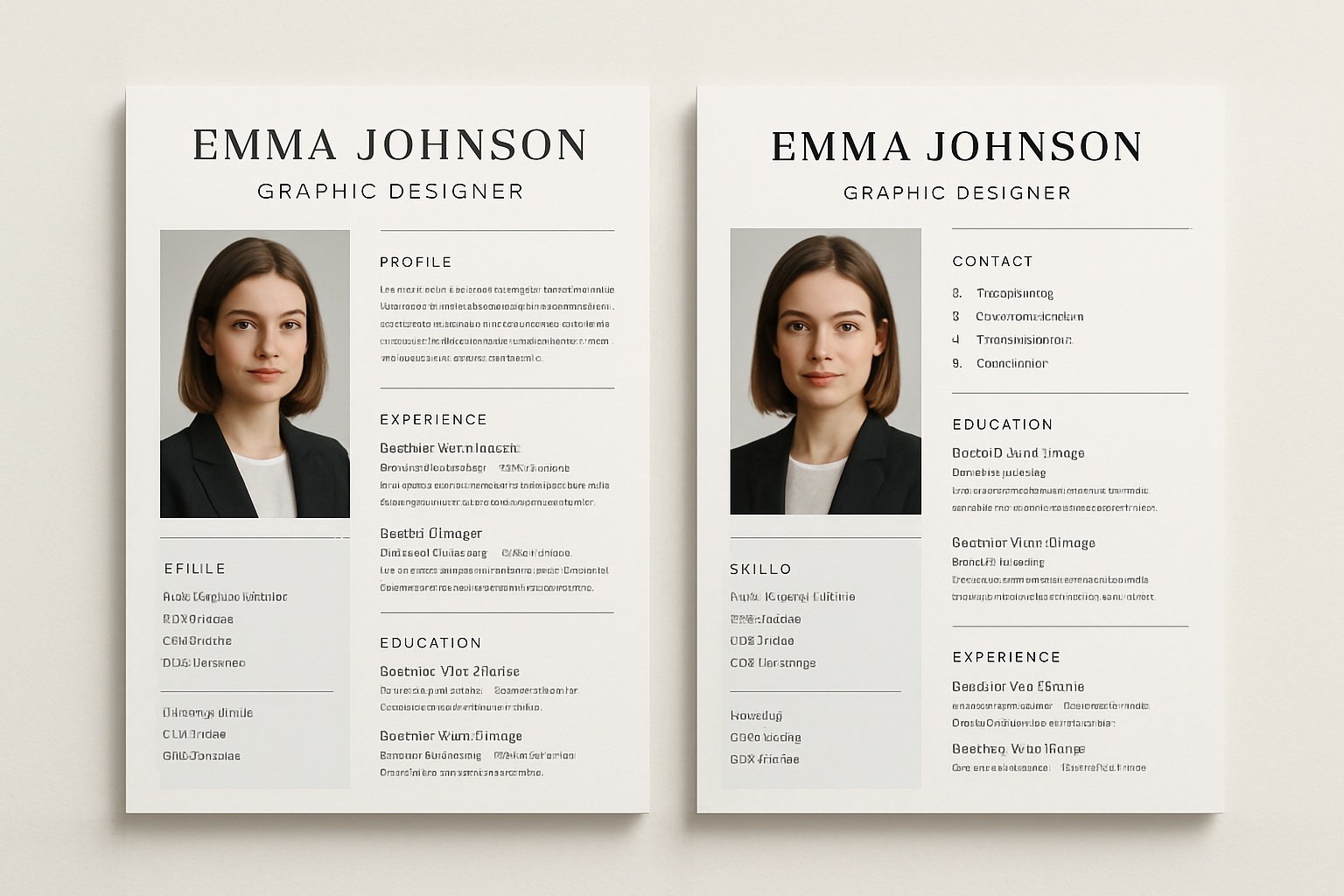 Polished resume and CV mockup with clean typography and structured sections