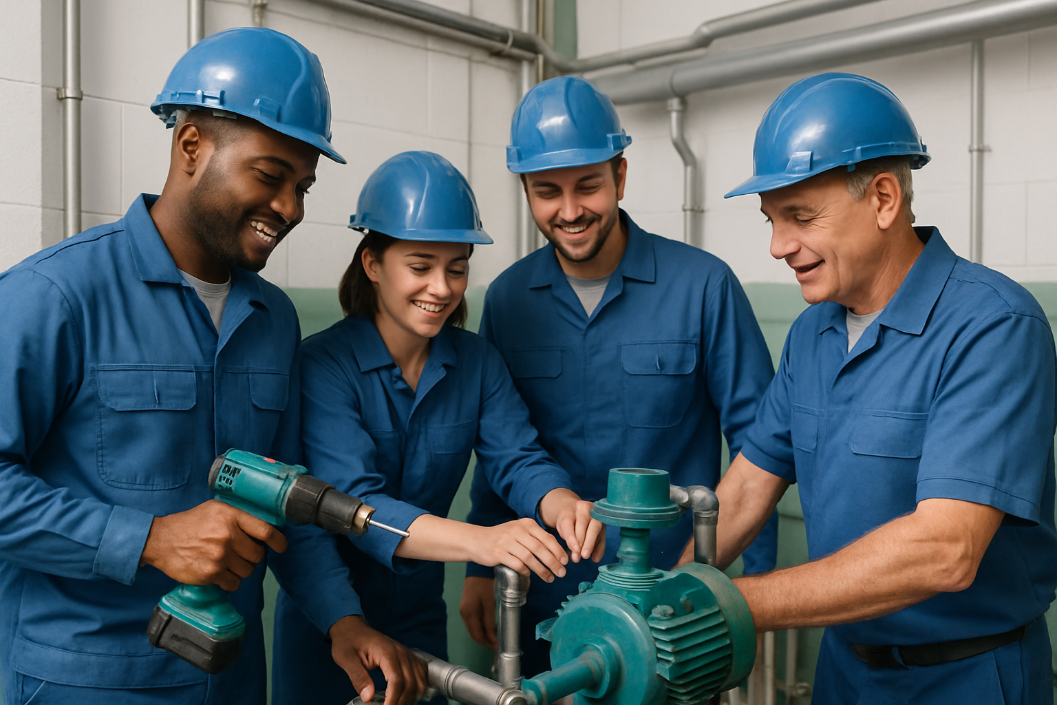 Equipe da RCS Serviços trabalhando em manutenção de equipamentos.