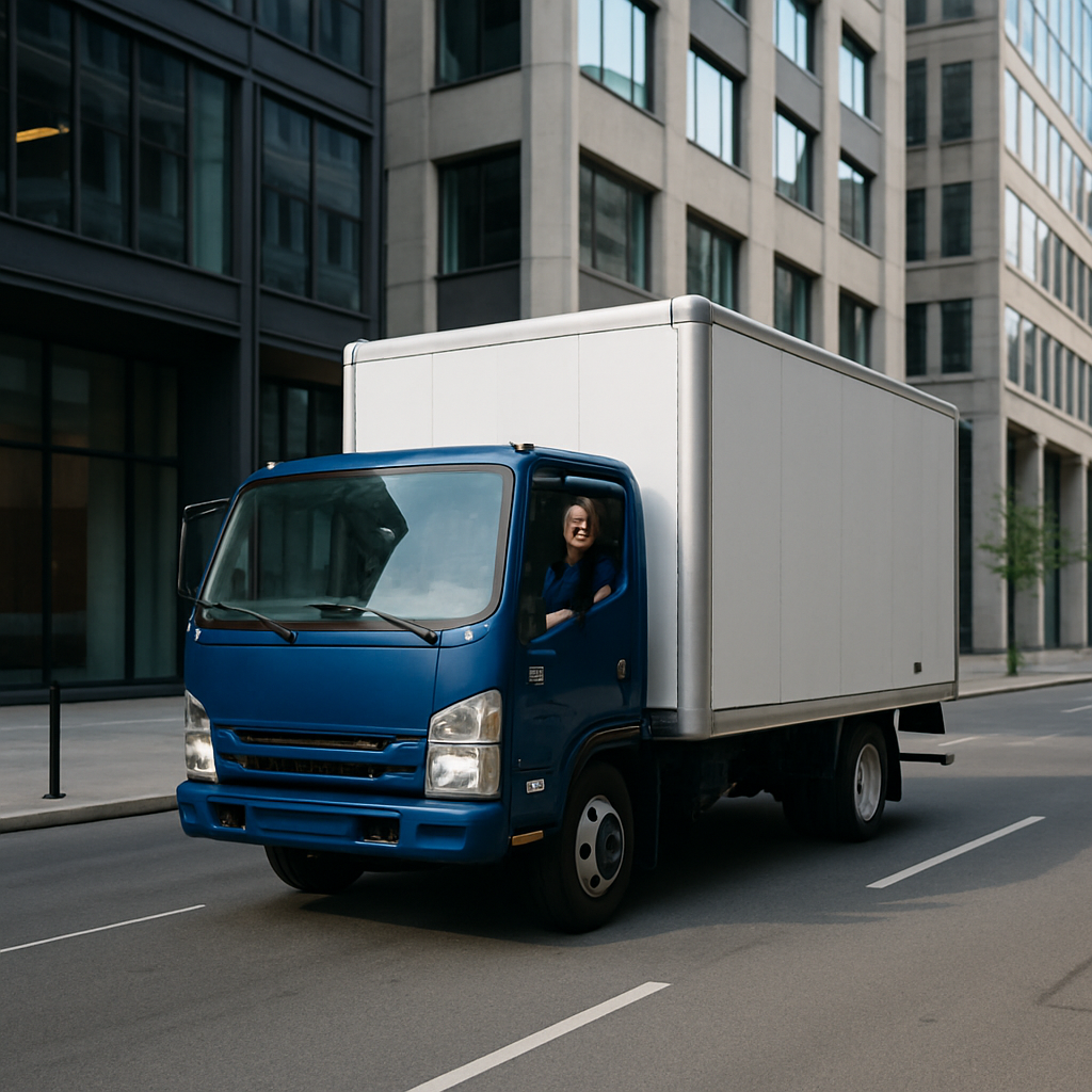 Delivery truck on a city route